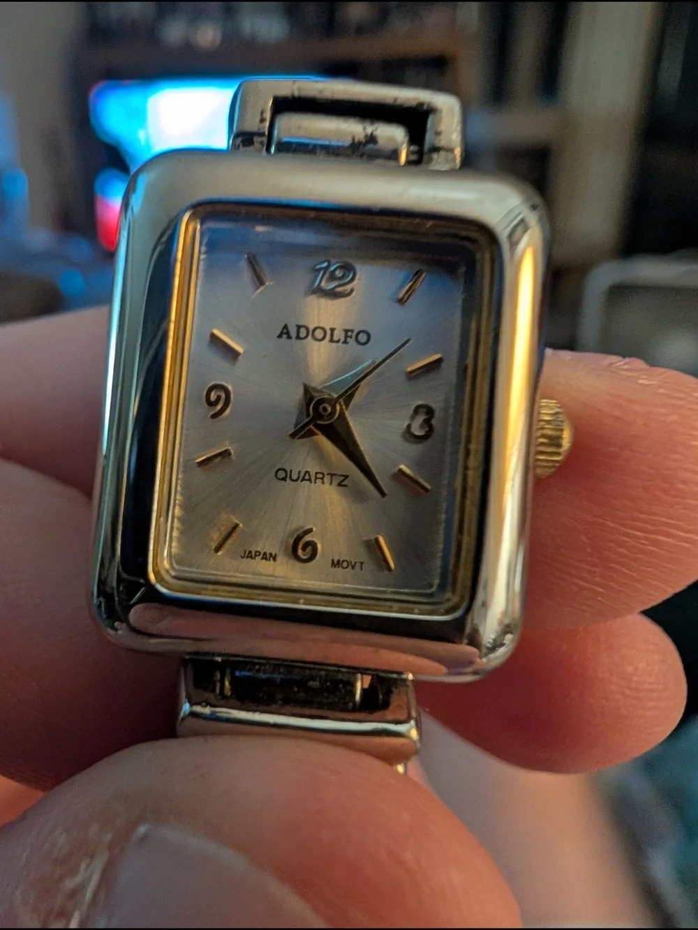 Adolfo Silver Tone Rectangular Ladies' Watch Japanese Quartz Movement New Batter